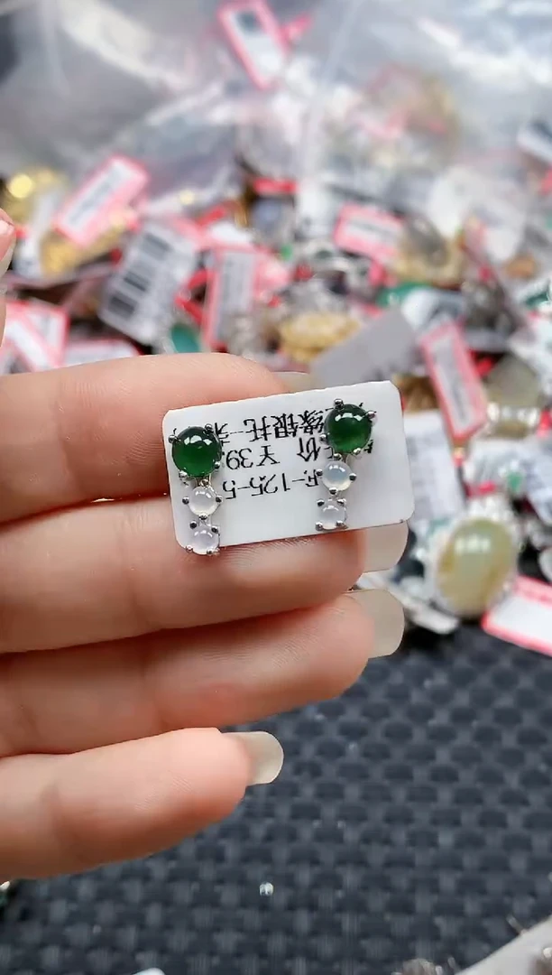 银S925镶嵌戒指翡翠天然A货缅甸翡翠