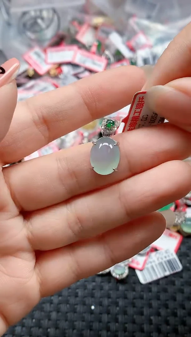 银S925镶嵌戒指翡翠天然A货缅甸翡翠