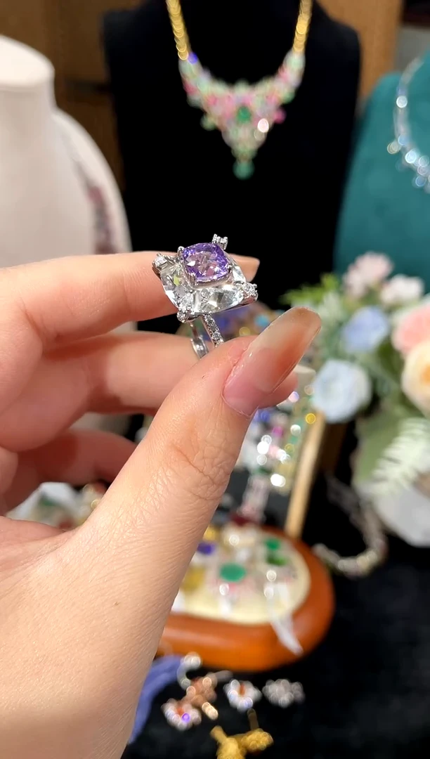 水晶戒指银S925镶嵌戒指