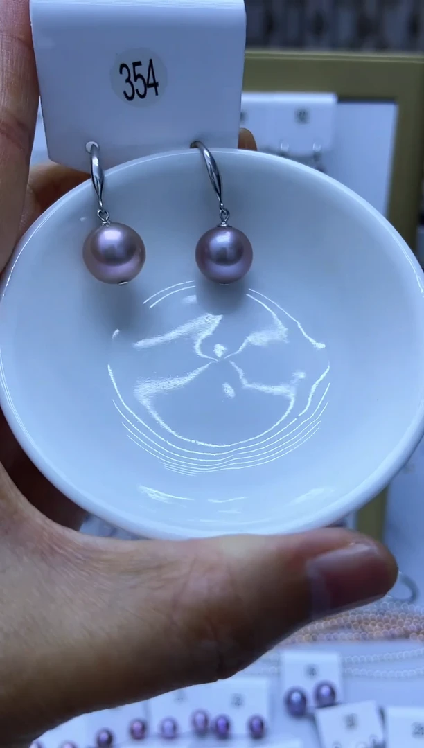 银S925镶嵌耳饰淡水珍珠354
