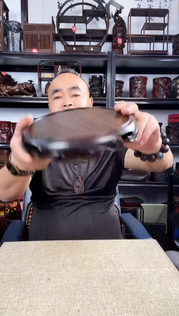 木大卷边圆老李红木工艺品