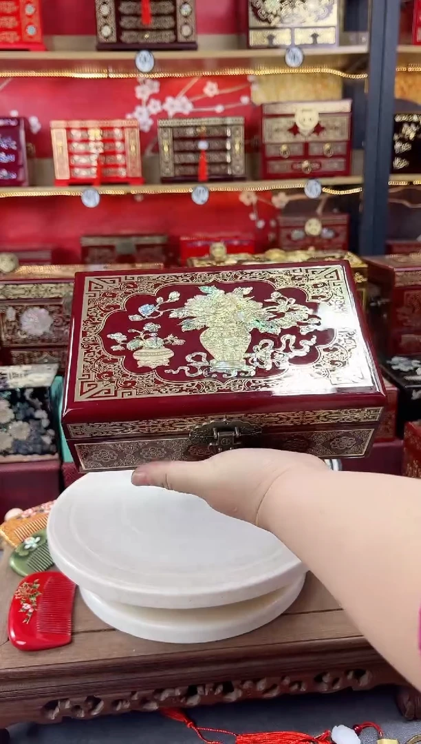 23厘米双层款掐丝螺钿镶嵌酒红平安富贵