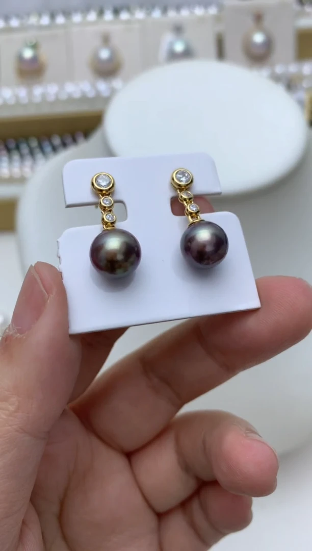 银S925镶嵌耳饰淡水珍珠q35