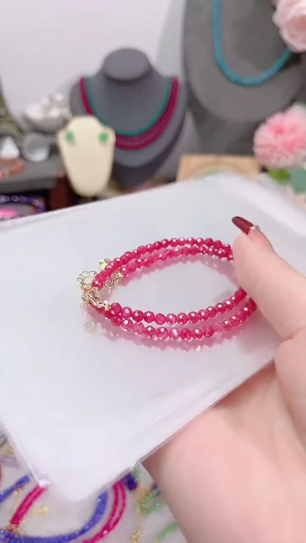 手链彩色蓝宝石银S925镶嵌大米帕帕拉恰89