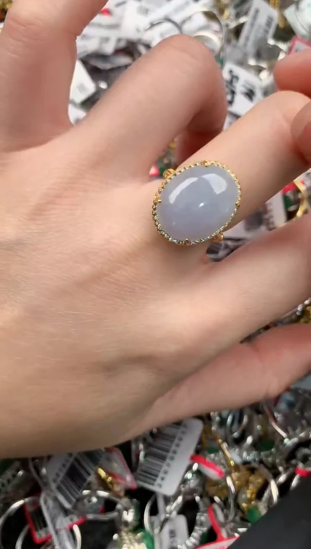 银S925镶嵌戒指翡翠55-4