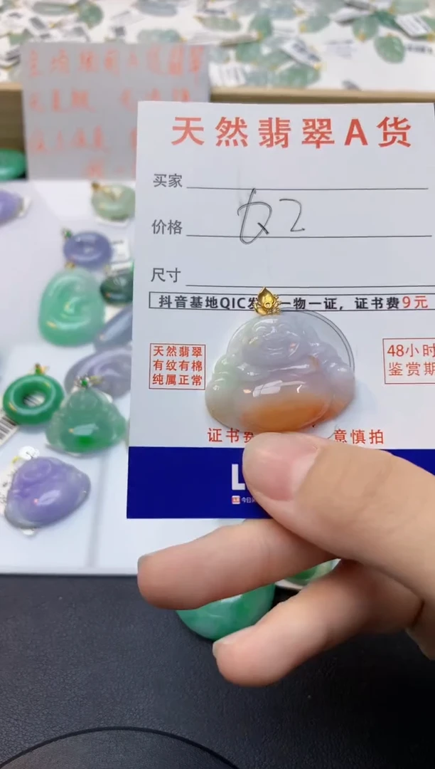 颈饰18K金镶嵌翡翠天然缅甸A货翡翠百元以上9元证书费自理