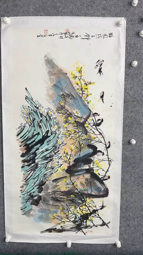 国画李纲-8平尺-花鸟国画-金