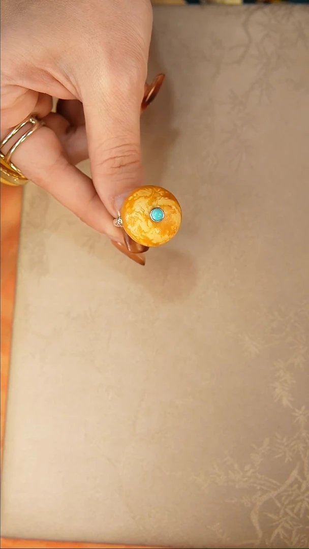 【闪购商品】琥珀戒指银S925镶嵌戒指