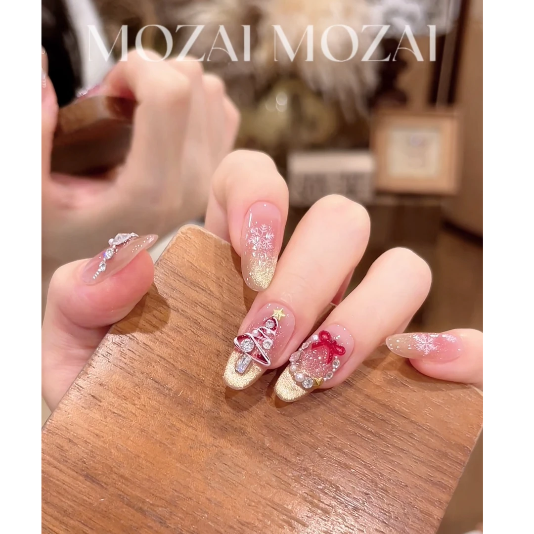 茉哉III【圣诞雪颂】纯手工定制美甲拆卸穿戴甲A5231