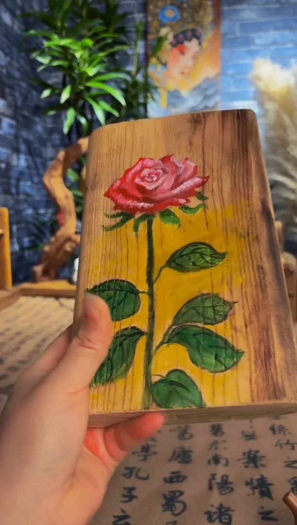 风化老门板丙烯画