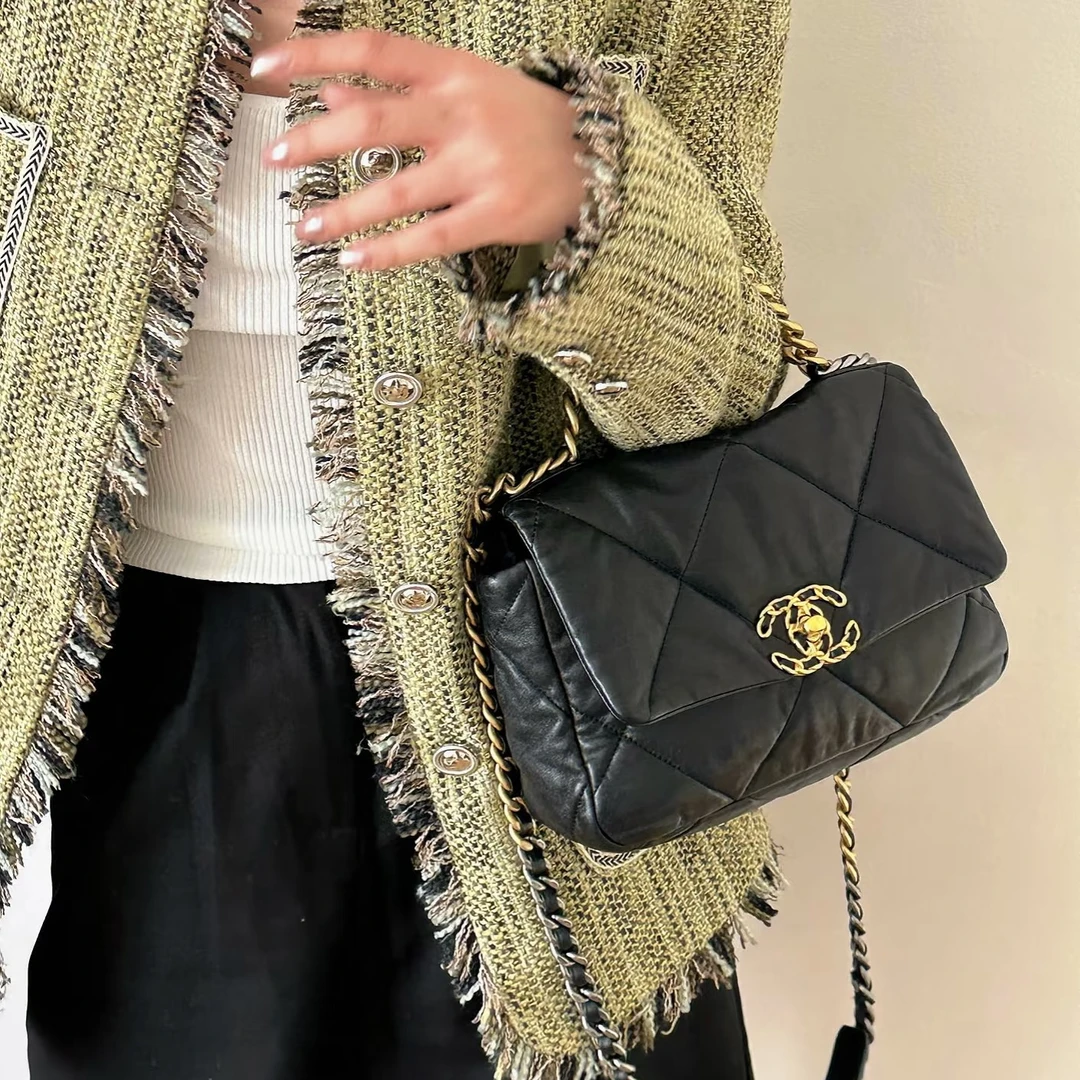 99新 Chanel/香奈儿 2707|香奈儿19bag小号黑金斜挎包|香奈儿