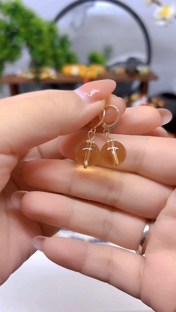 14K金镶嵌耳饰水晶E594