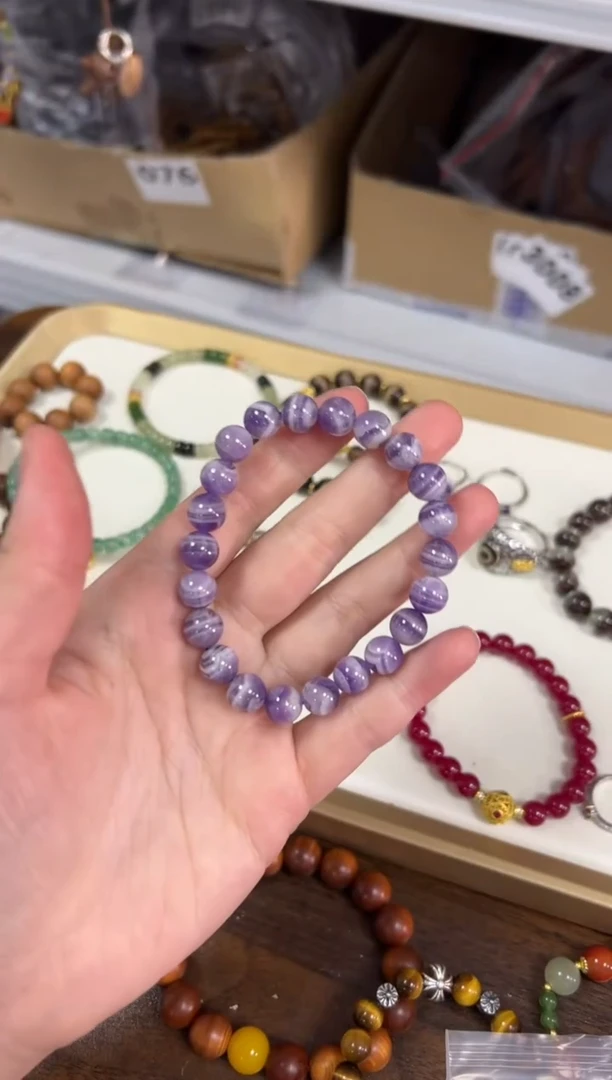 水晶手链未镶嵌梦幻紫水晶圆珠手串[3635]