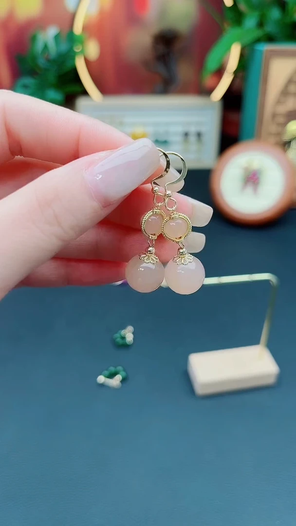 玛瑙/玉髓耳饰银S925镶嵌528