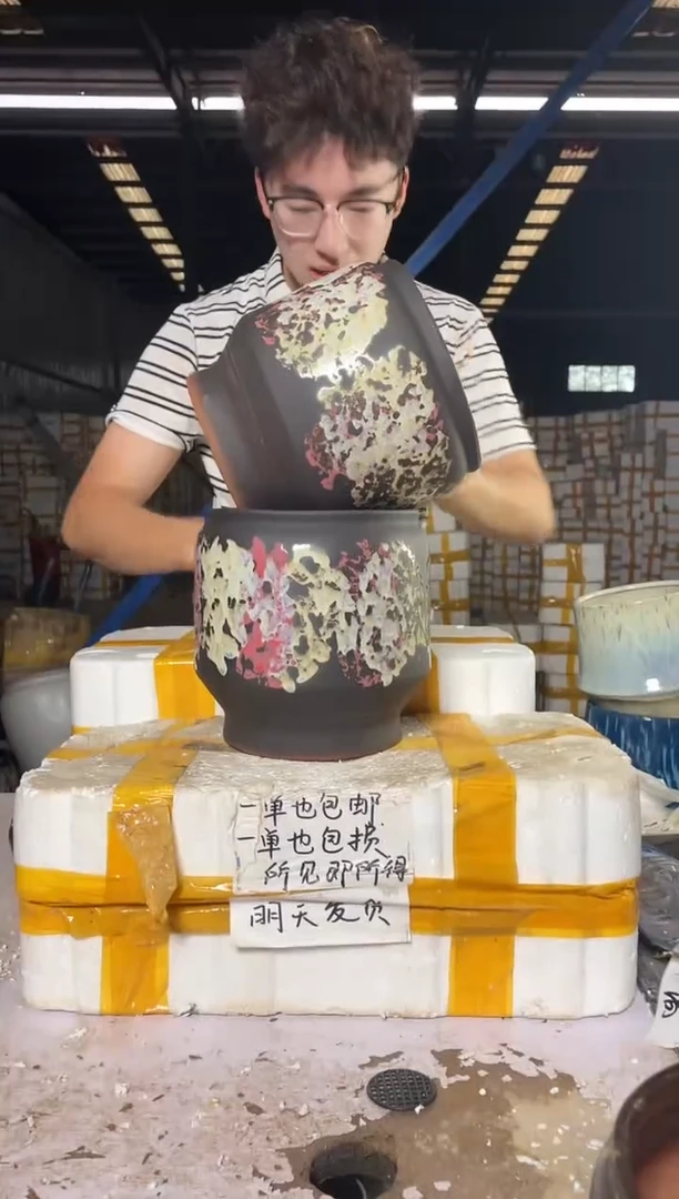 紫砂花盆宜兴紫砂粗陶花盆花盆18/20