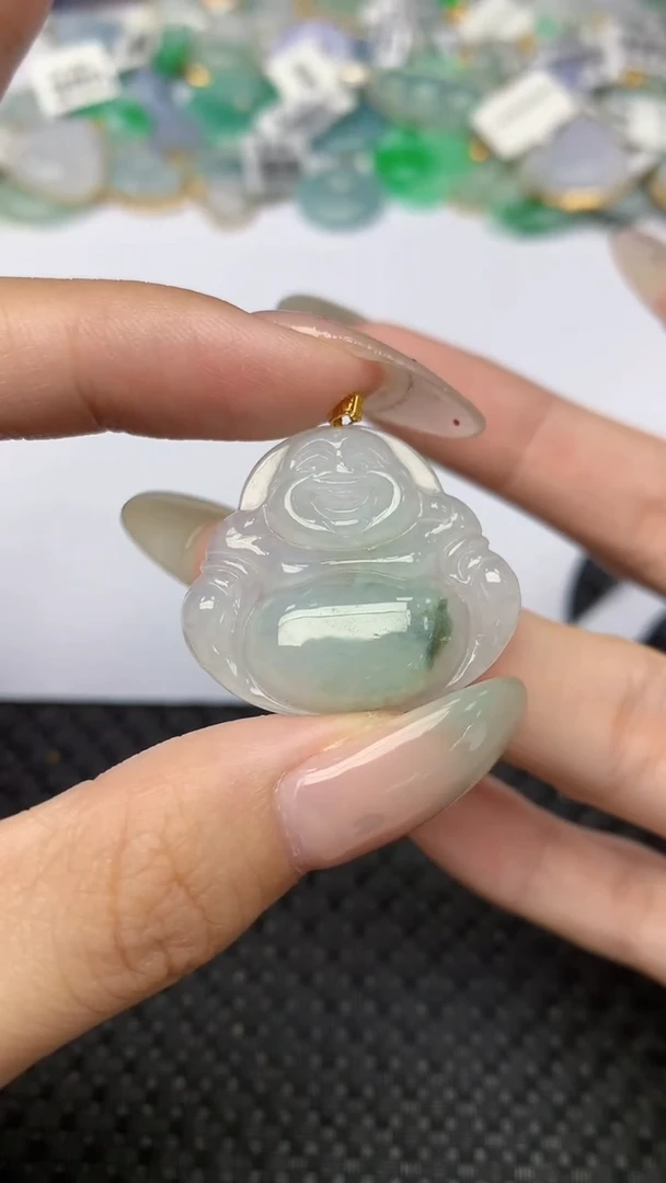 翡翠18K金镶嵌颈饰天然翡翠a货
