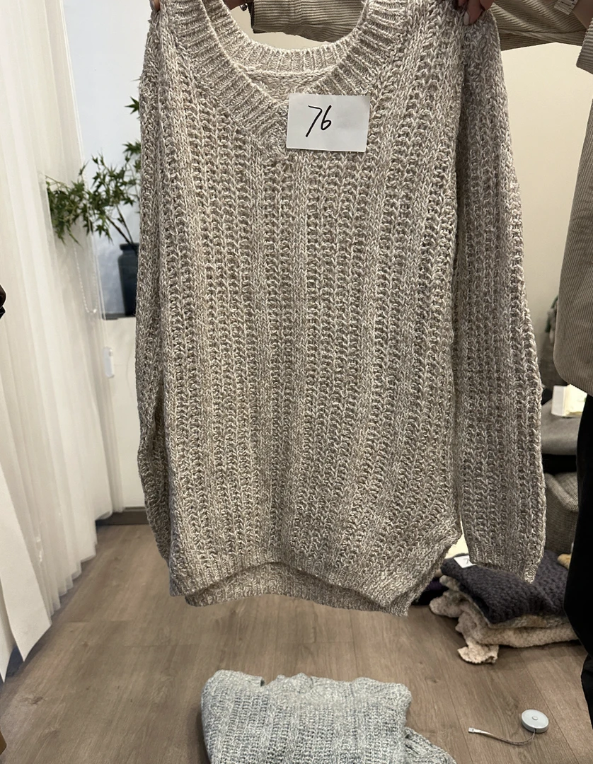 76-毛衣/米咖 蓝色/F/衣长60 胸围94