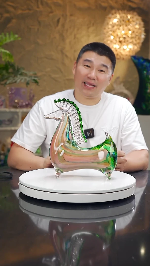 手工艺品琉璃福利设计款九色马摆件