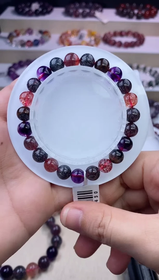 水晶手串未镶嵌黑加仑超七单圈8m+