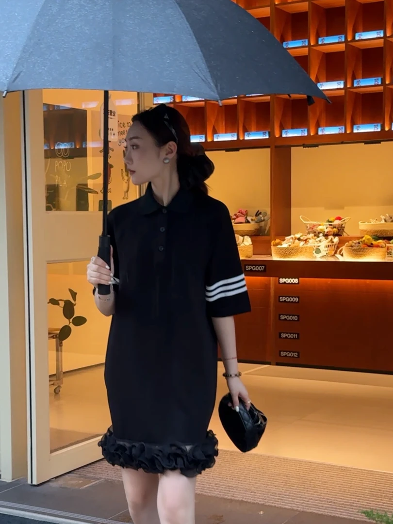设计师原创夏季时尚简约宽松舒适通勤度假polo领连衣裙Z252046