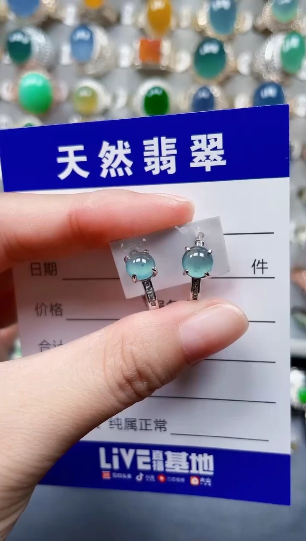 银S925镶嵌翡翠耳饰89