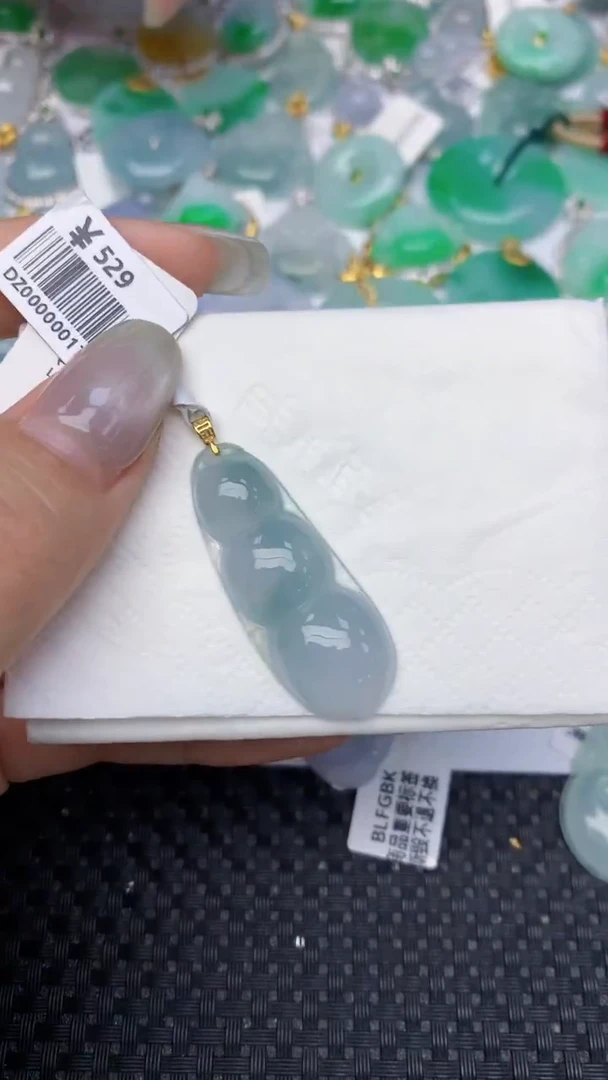 颈饰18K金镶嵌翡翠天然缅甸翡翠a货百元以上9元证书费自理