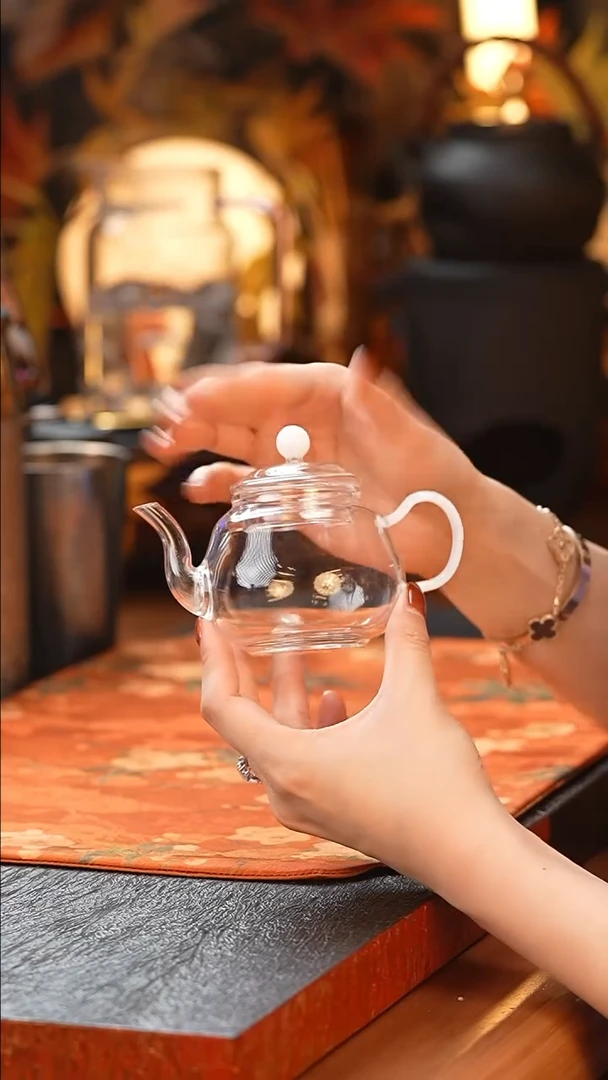 玻璃茶壶/怀玉/白玉色/长寿