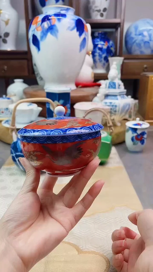 【闪购商品】盘深川制青花盖杯