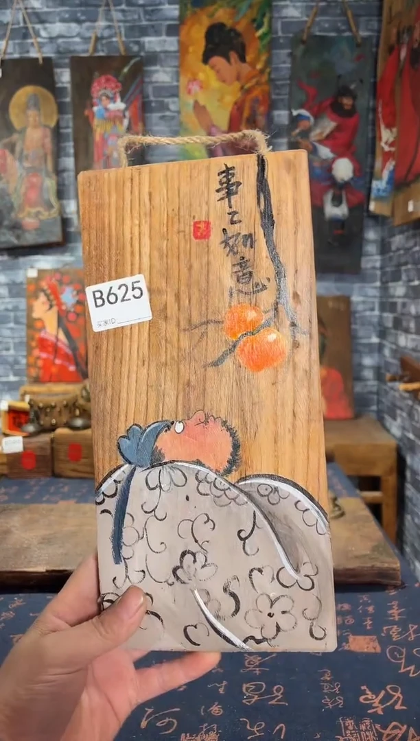 风化老门板丙烯画