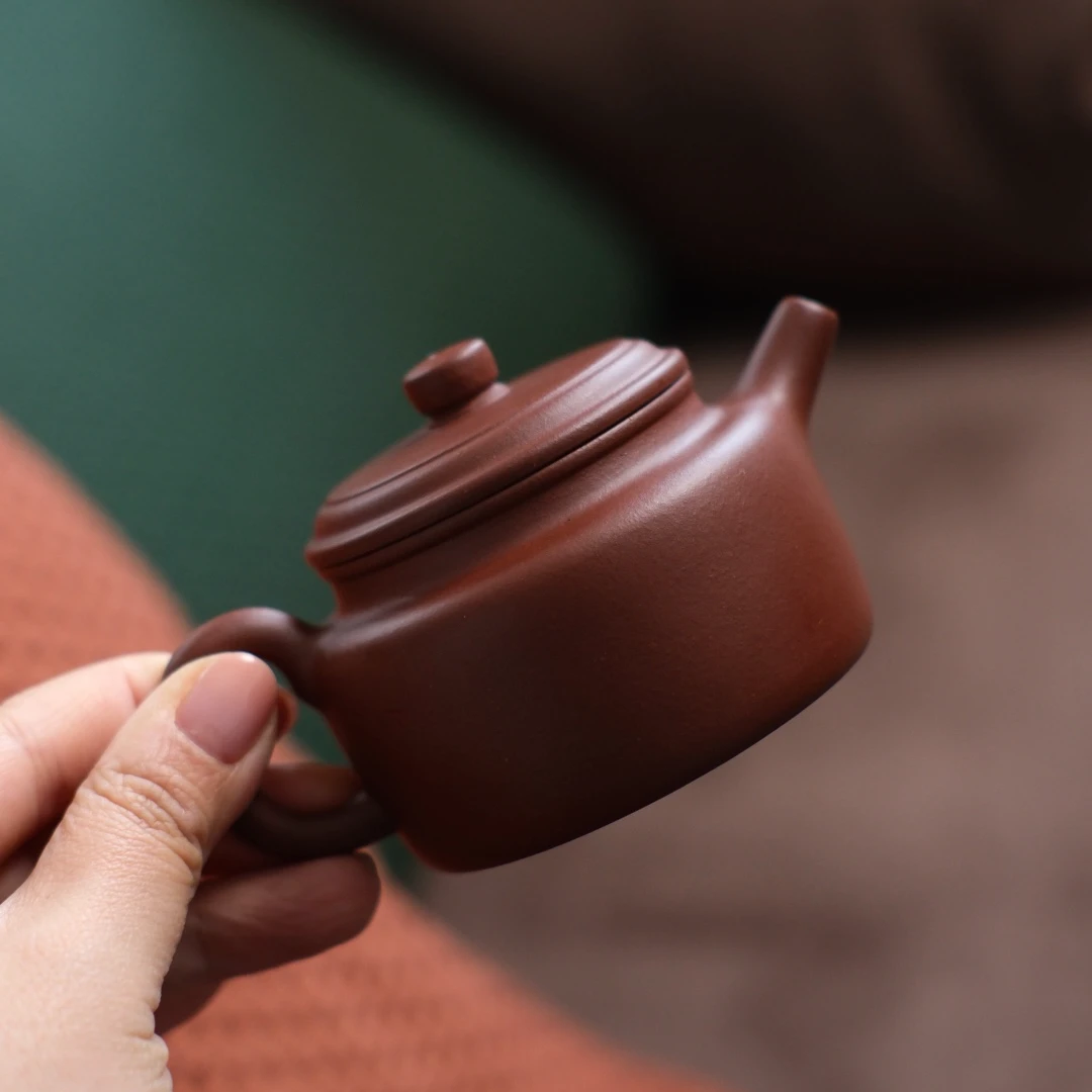 露语造器 大亨德钟 150CC 红皮龙泥 网孔 半手工 紫砂壶 茶壶古典