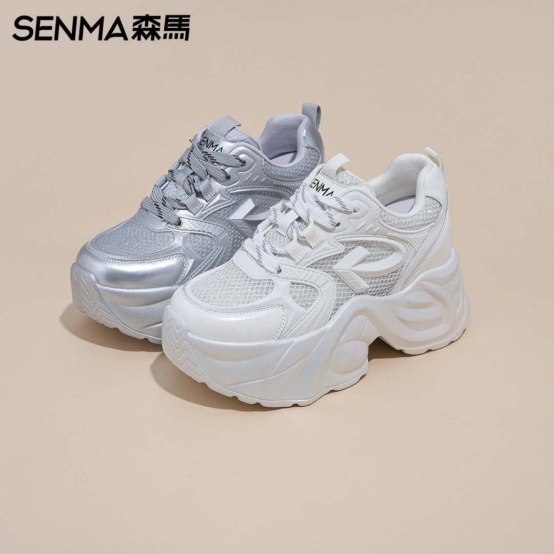 SENMA/森马新春爆款真皮老爹鞋【厚底内增高9公分】时尚百搭显脚小