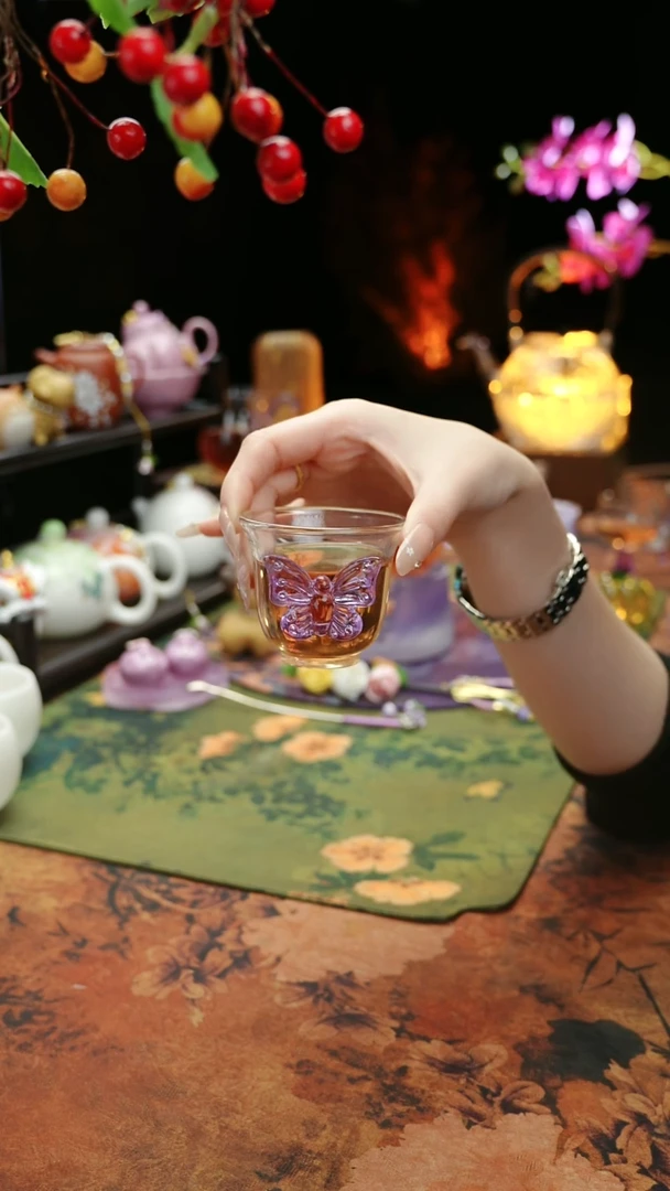 【闪购商品】紫色蝴蝶品茗杯60cc@@@@@@