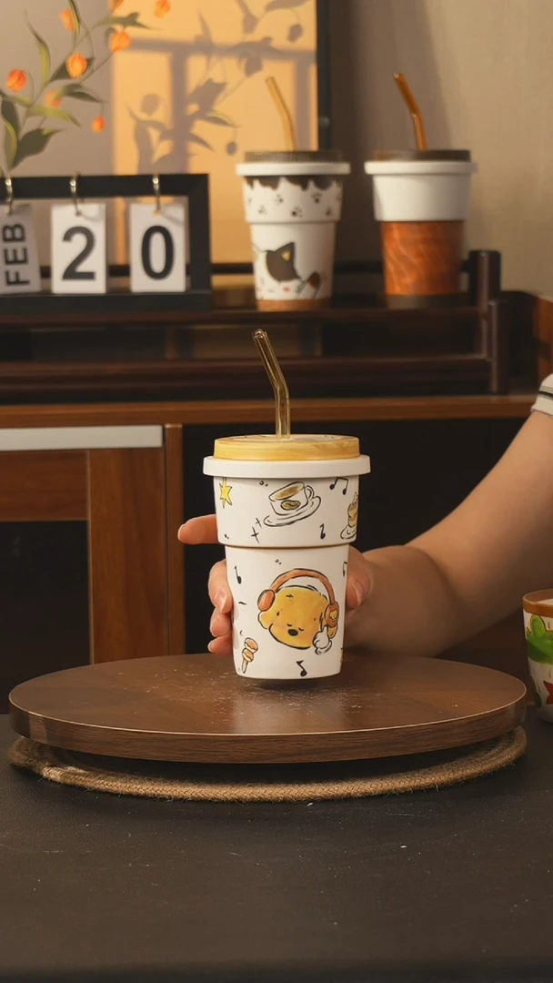 杯子景德镇高温釉下彩纯手绘创意瓷