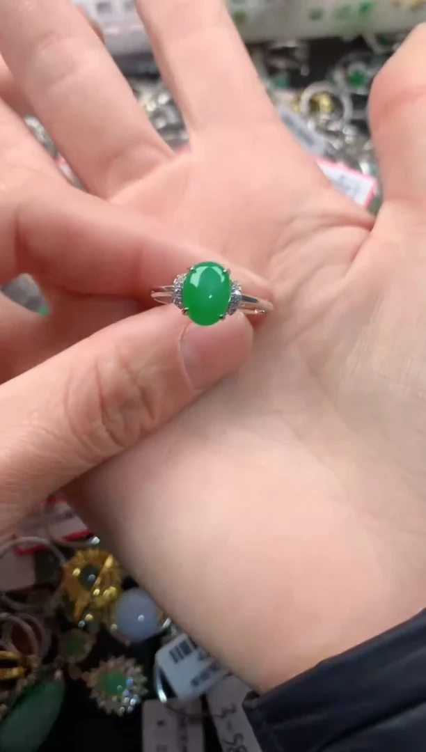 银S925镶嵌戒指翡翠222    9