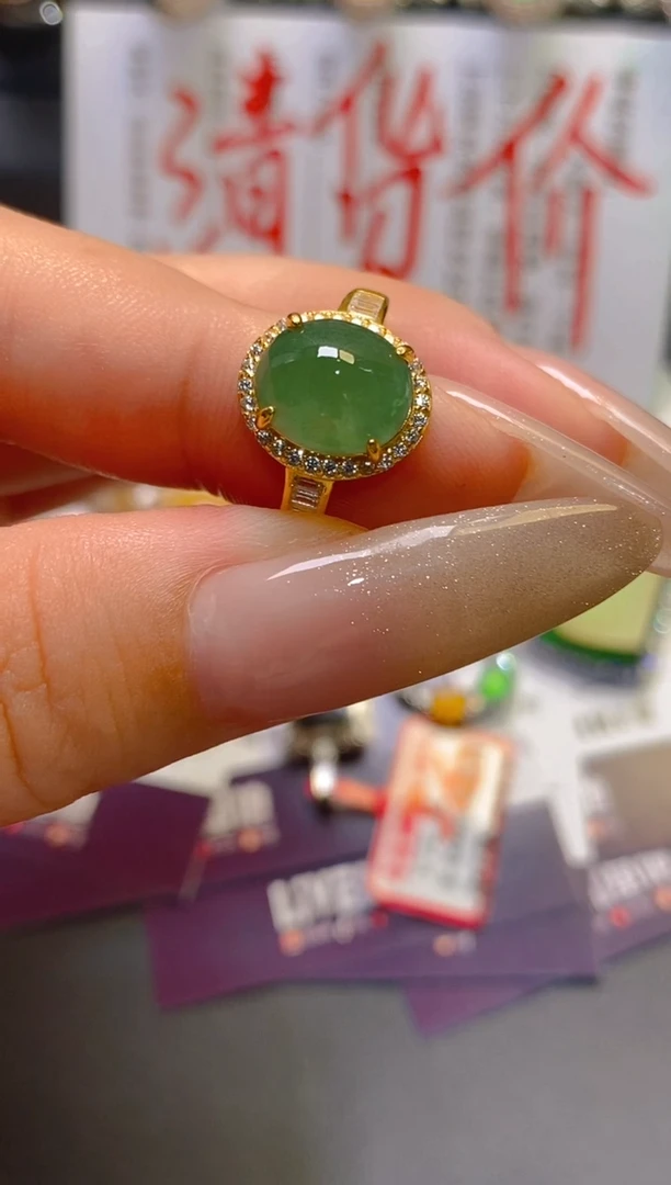 翡翠银S925镶嵌耳饰天然