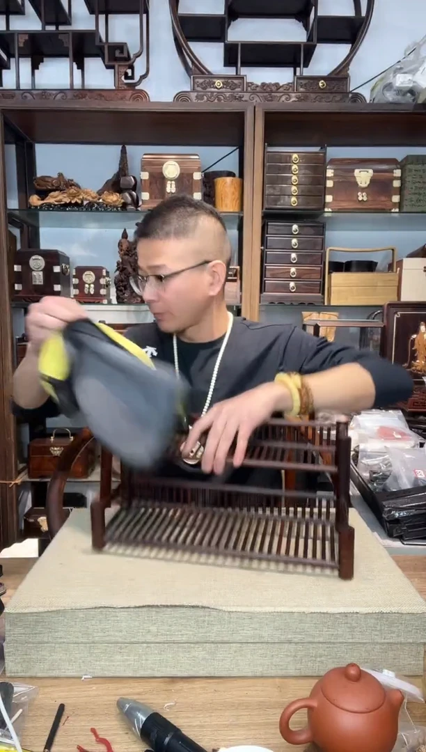 乌木类书架456 蛇纹木前后层双层茶棚架  库存