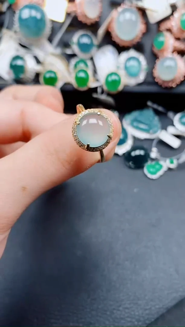 银S925镶嵌戒指翡翠翡翠