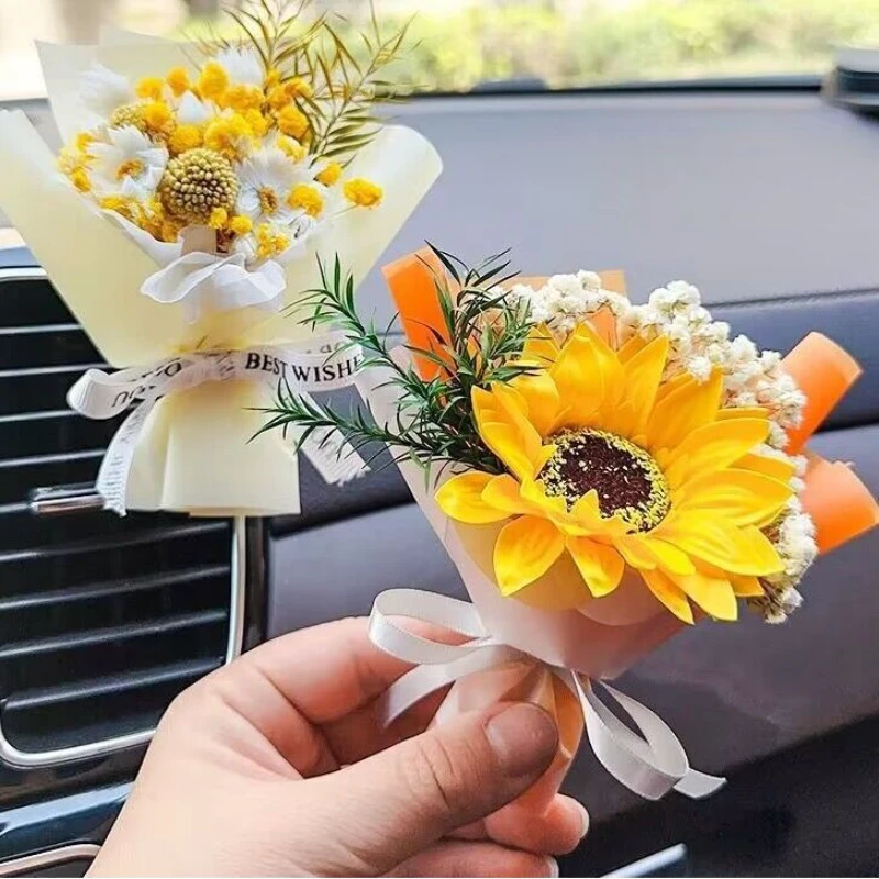 实用汽车用品车载香薰出风口香水创意玫瑰花束汽车空调香氛祛异味