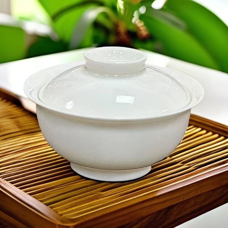 九州茗印定制羊脂玉盖碗