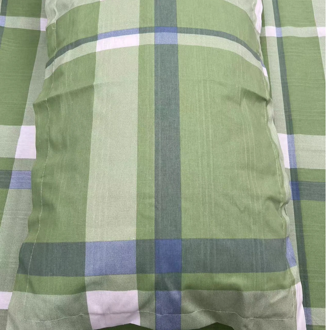 粗布四季布枕套--大绿格