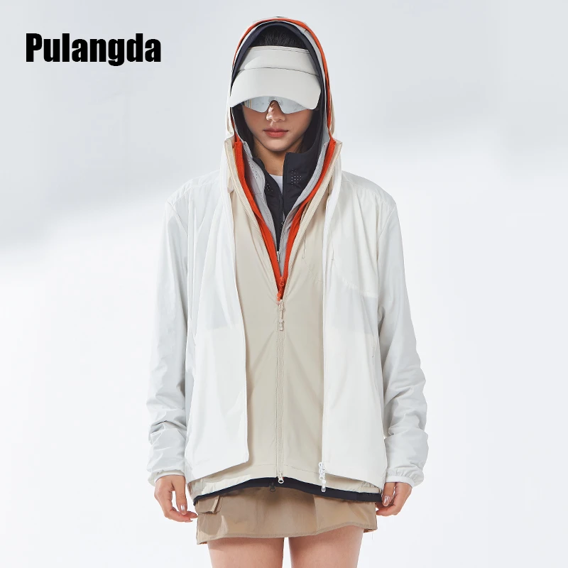 普朗达新款防晒服男士连帽透气超薄户外防晒衣男女同款夏季皮肤衣