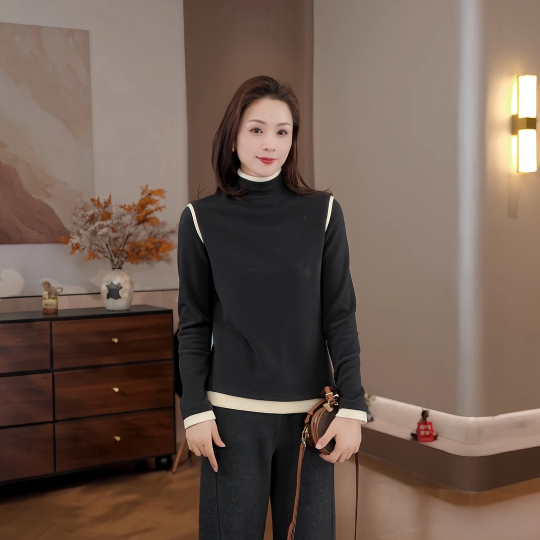 豆豆DD【480g】桑蚕丝发热绒贴身软糯保暖打底衫长袖T恤-25DD280