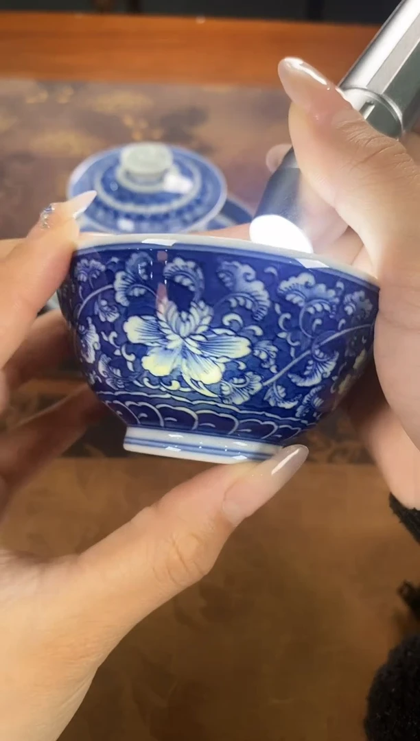 【闪购商品】 《繁色》柴窑柴烧青花花卉单杯