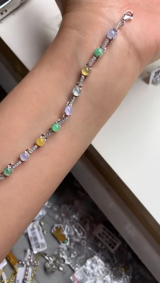 银S925镶嵌戒指翡翠手链6