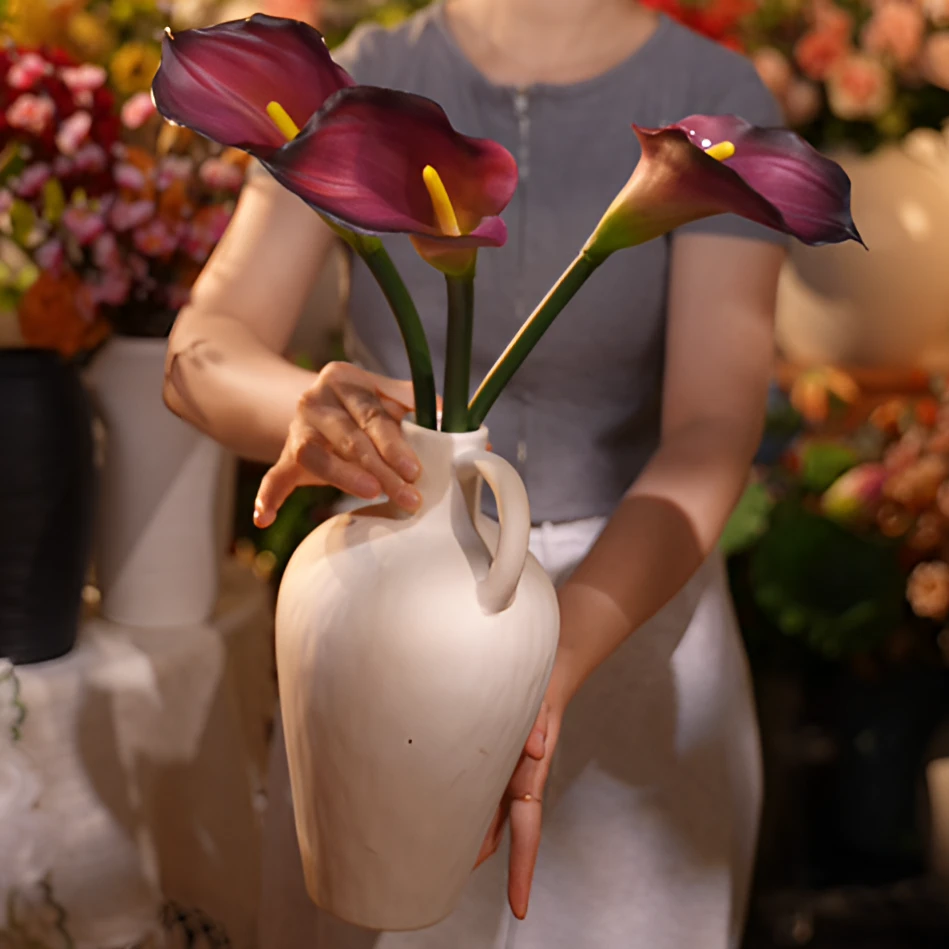 马蹄莲手感软胶 长支 深紫色 现代简约风仿真花