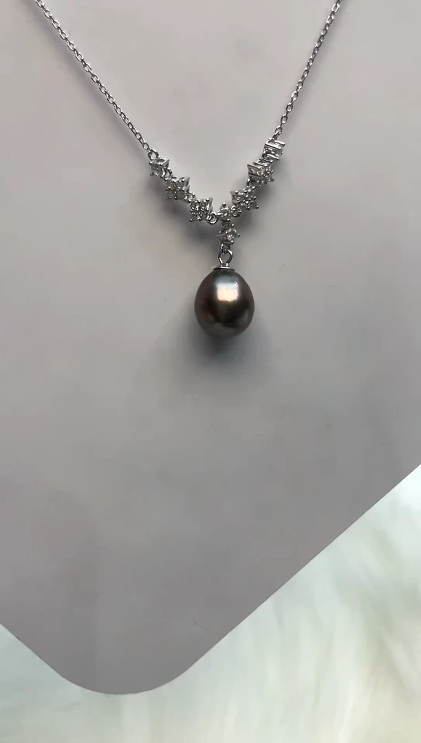 银S925镶嵌海水珍珠颈饰11-12