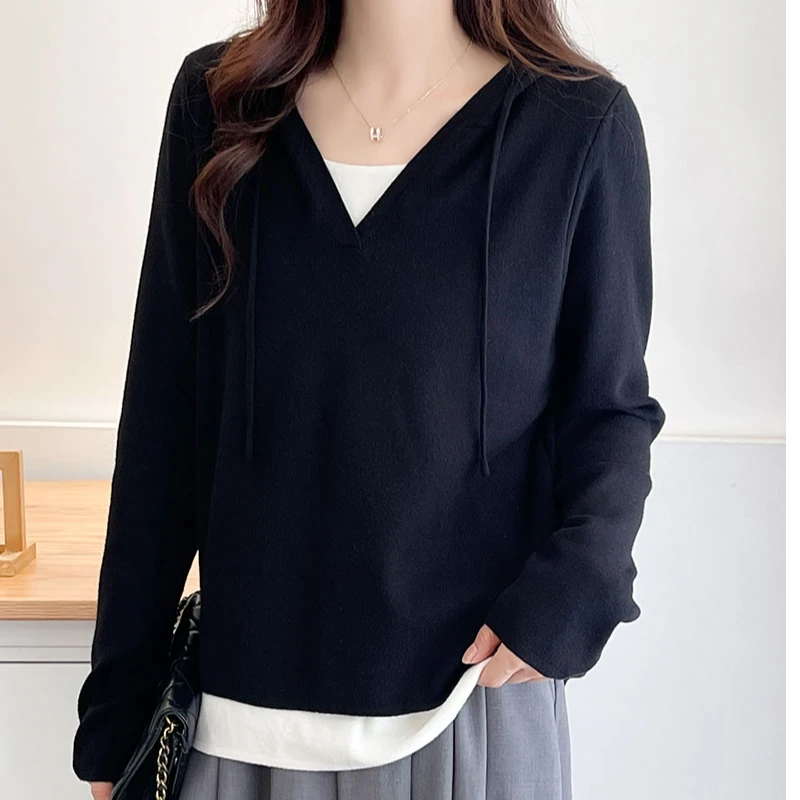 803秋季新款休闲风假两件洋气上衣大码女装气质显瘦连帽卫衣