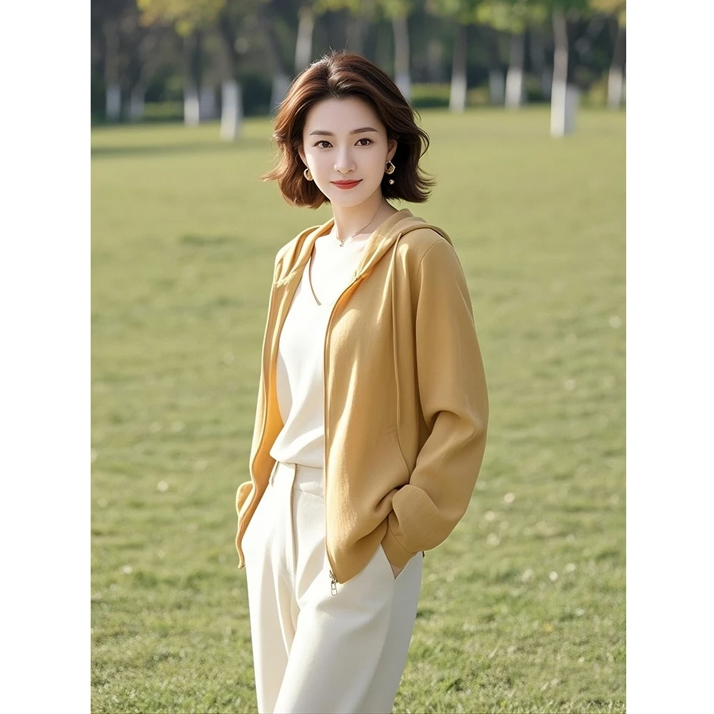 高级小众不撞款独特漂亮上衣微胖风情万种黄色卫衣女2025新款春季