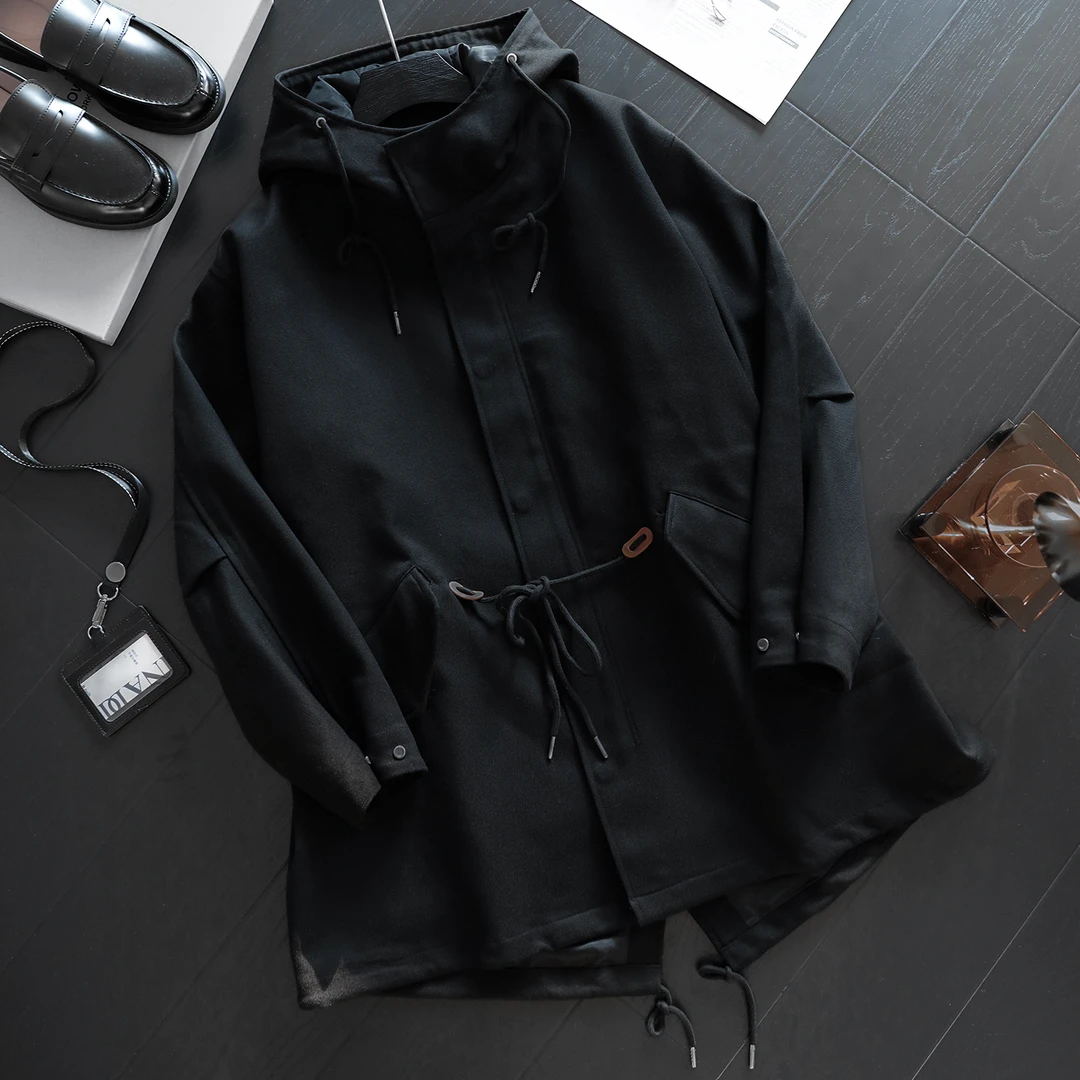 THON BERRY秋冬男连帽休闲外套夹克大衣时尚百搭鱼尾派风衣JK015