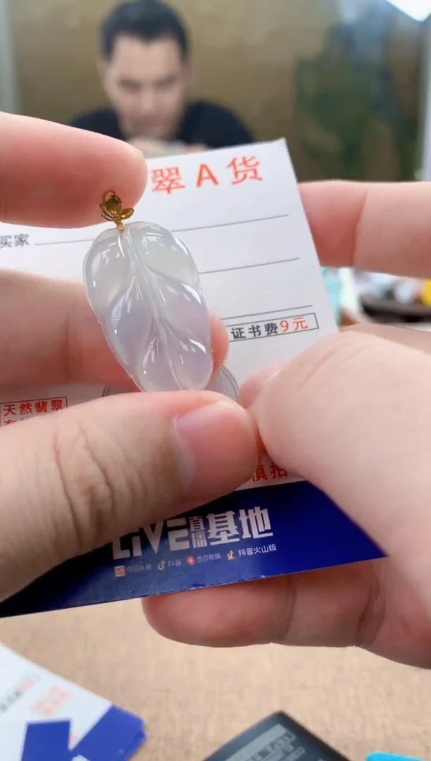 颈饰18K金镶嵌翡翠天然A货翡翠挂件